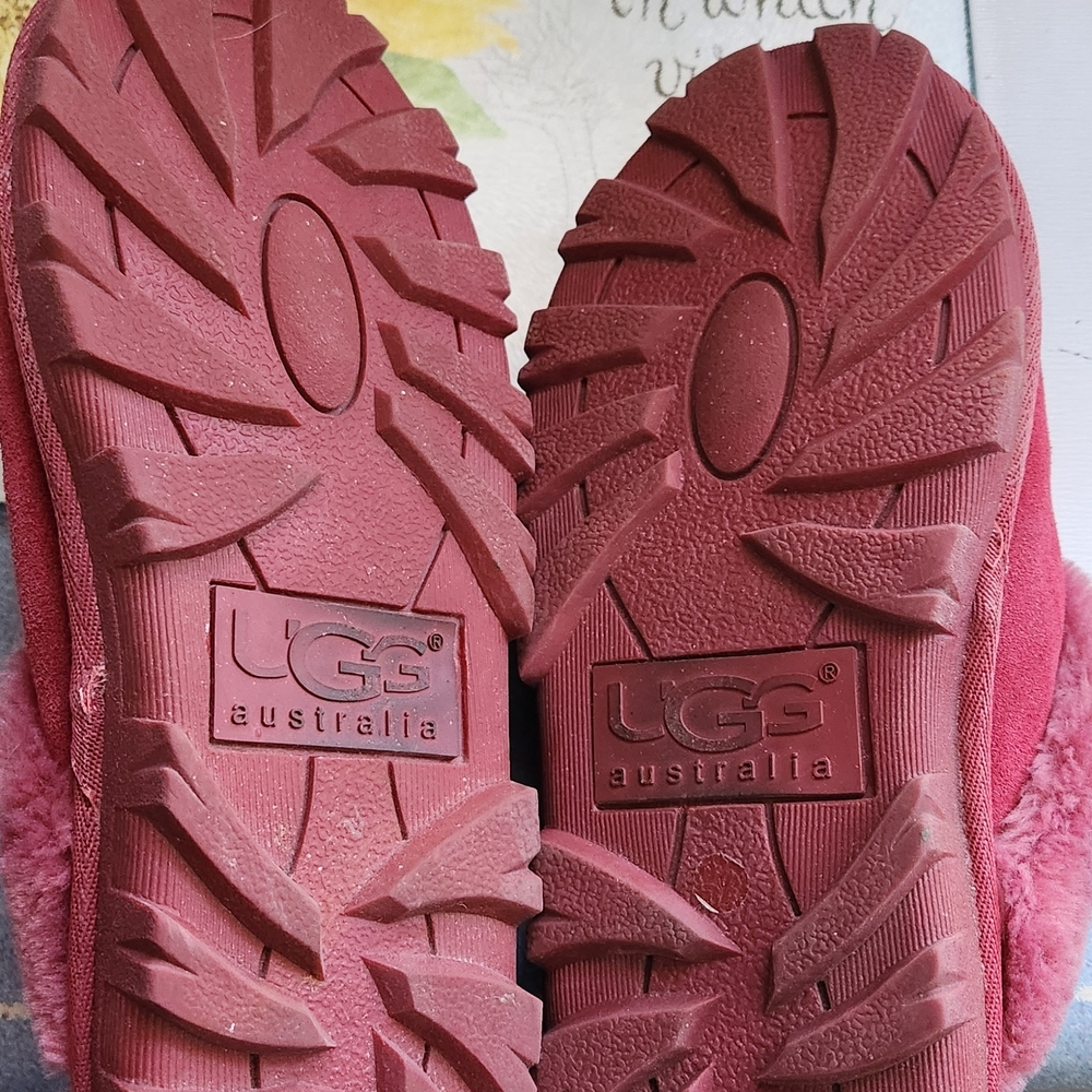 UGG Pink Suede Women's Shearling Slip-On Slippers